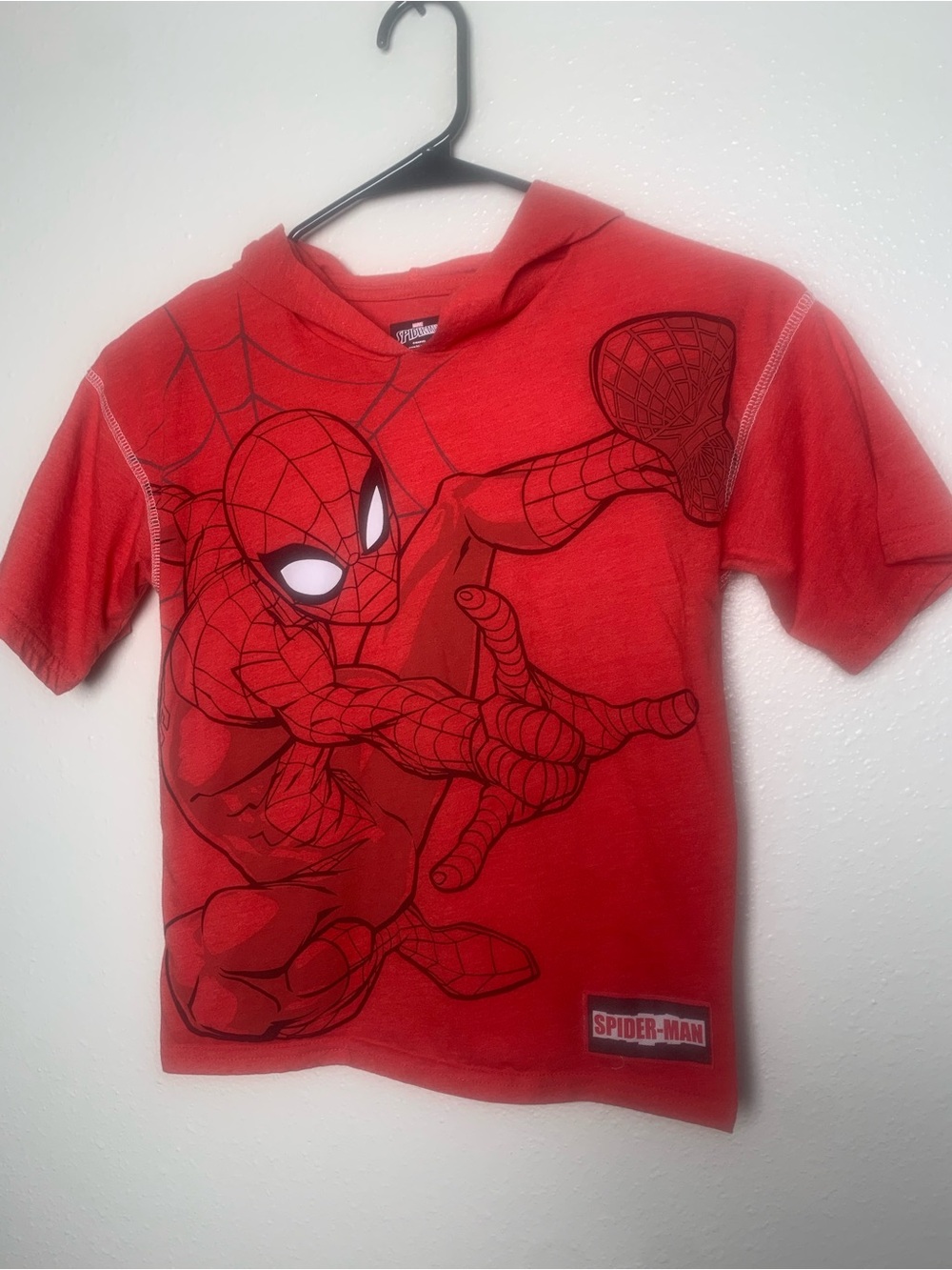 Marvel Red Spider-Man Short Sleeve Hoodie Tee for Kids